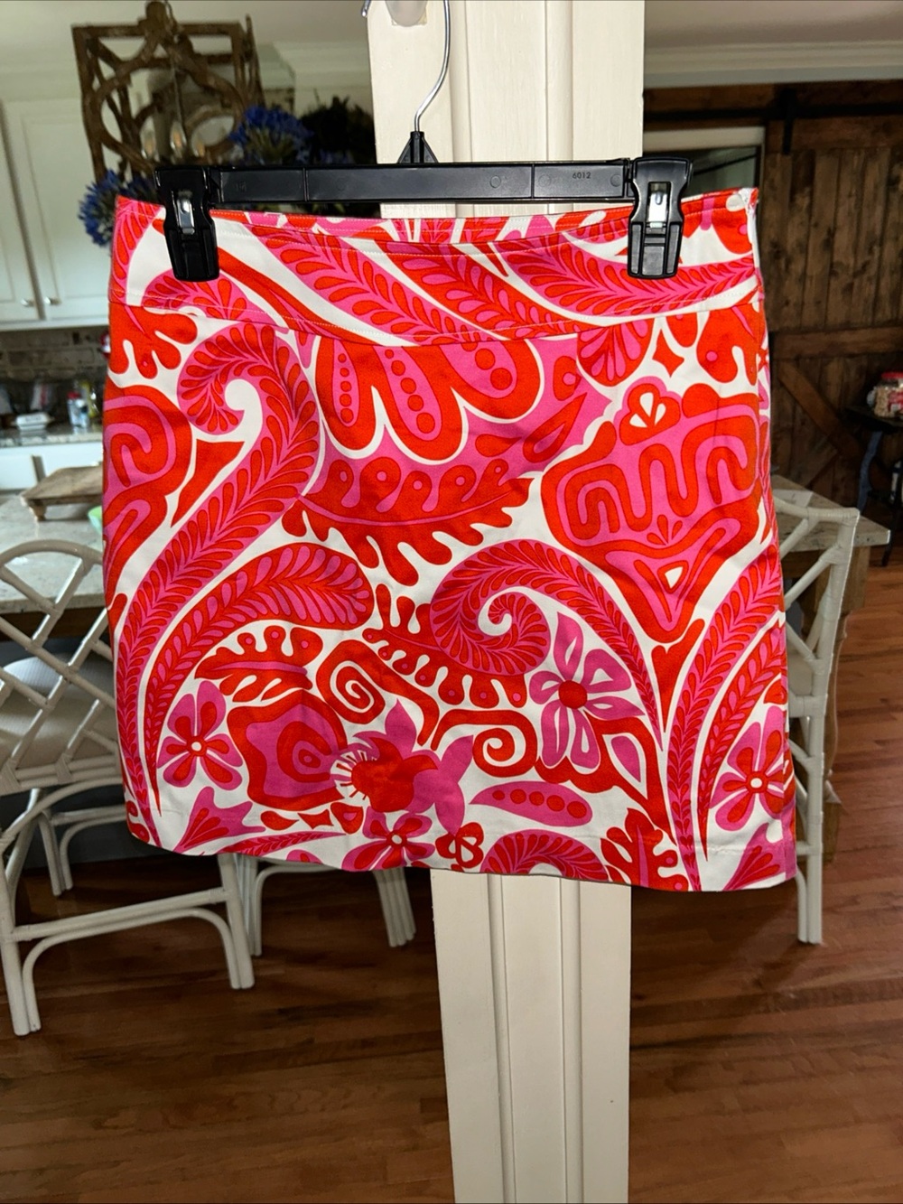 Skirtin Around Vibrant Pink & Red Paisley Midi Skirt